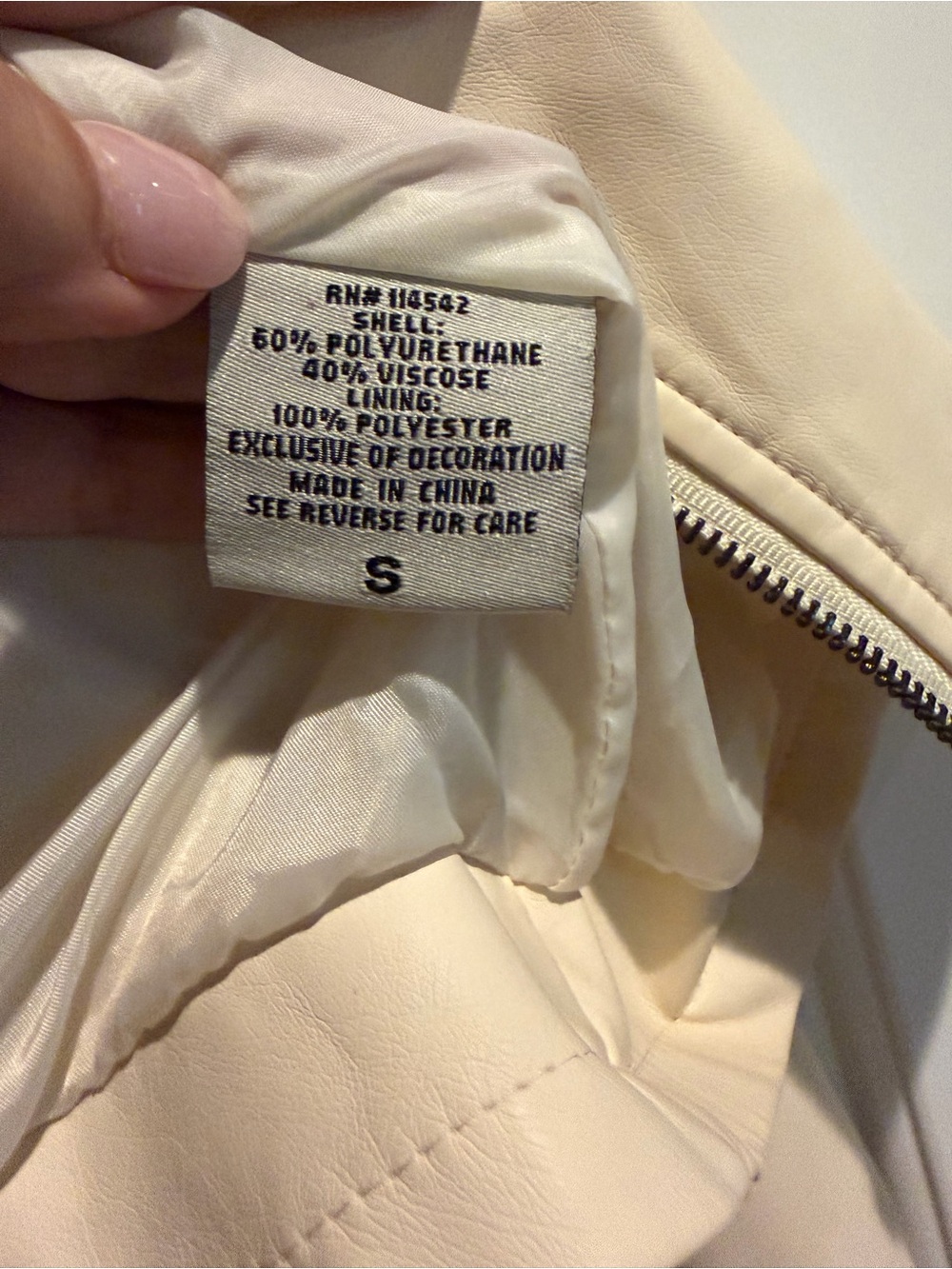 Odyn - Women's Cream Floral Vegan leather Feminine moto coat Sz. Small - Picture 6 of 7